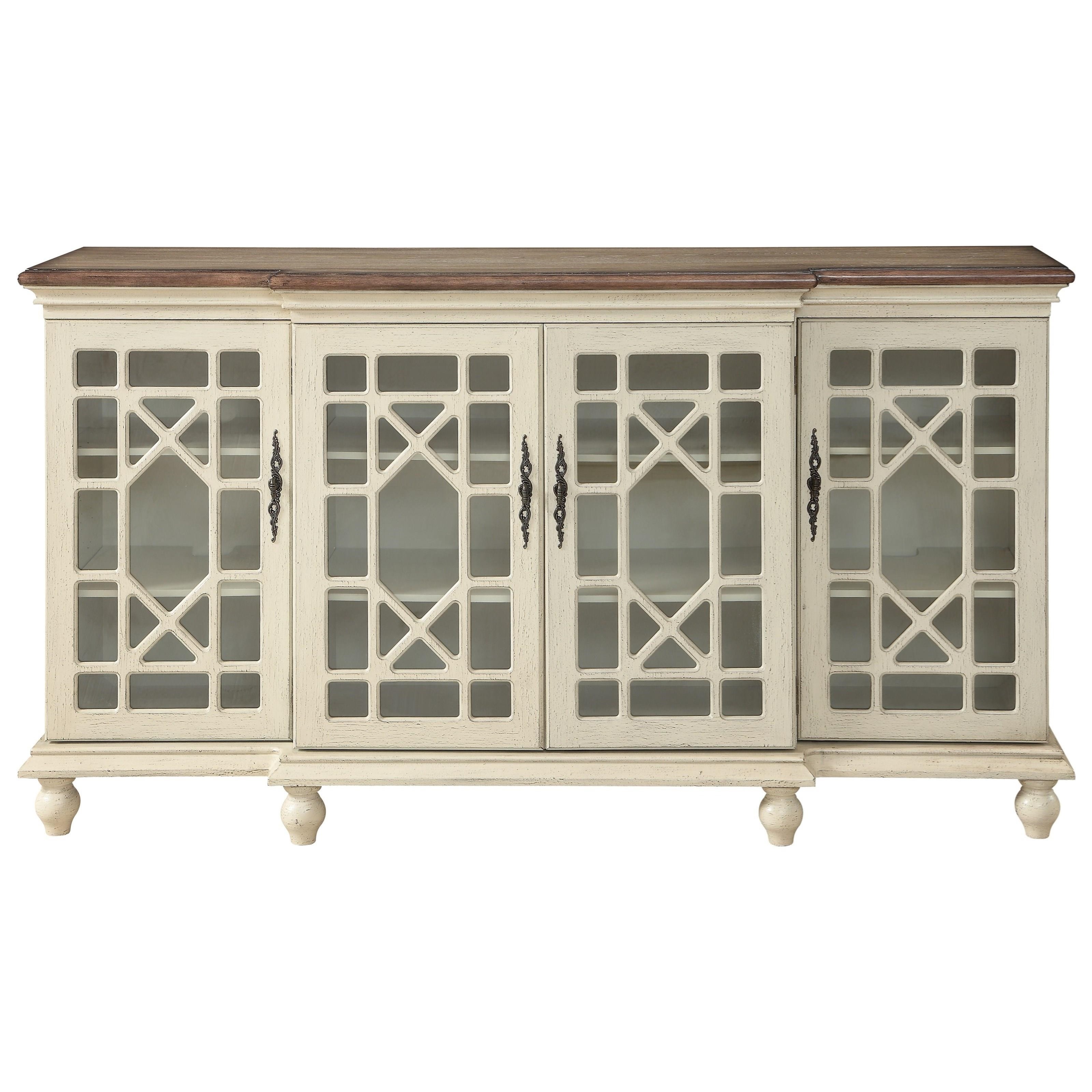 Orsey antique white glass deals tv stand